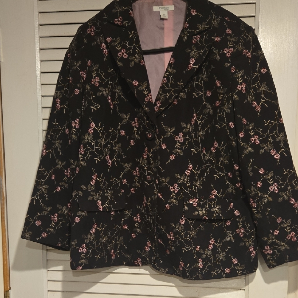 Dressbarn Black Floral Blazer